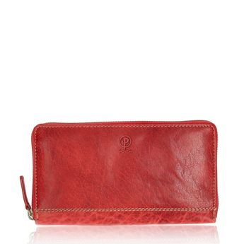 Poyem damen Geldbörse aus Leder mit Reissverschluss - rot